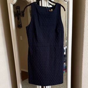 Banana Republic Navy Textured Sleeveless Midi Dress